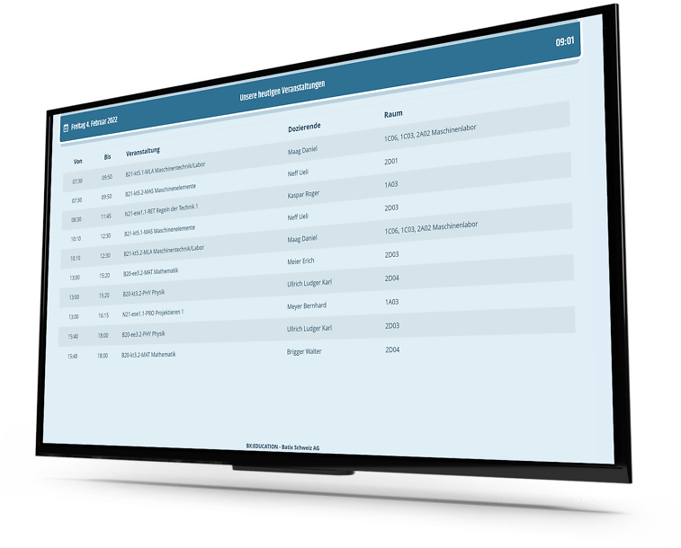 Digitaler Stundenplan Leitsystem