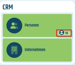 Kachel CRM auf dem Dashboard CRM-Kachel auf dem Dashboard