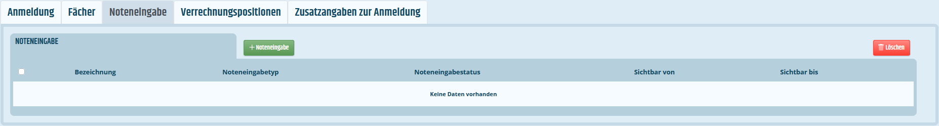 Reiter Noteneingabe Reiter für Noteneingaben