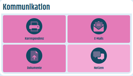Kachel Kommunikation auf dem Dashboard Kachel für das Modul Kommunikation auf dem Dashboard