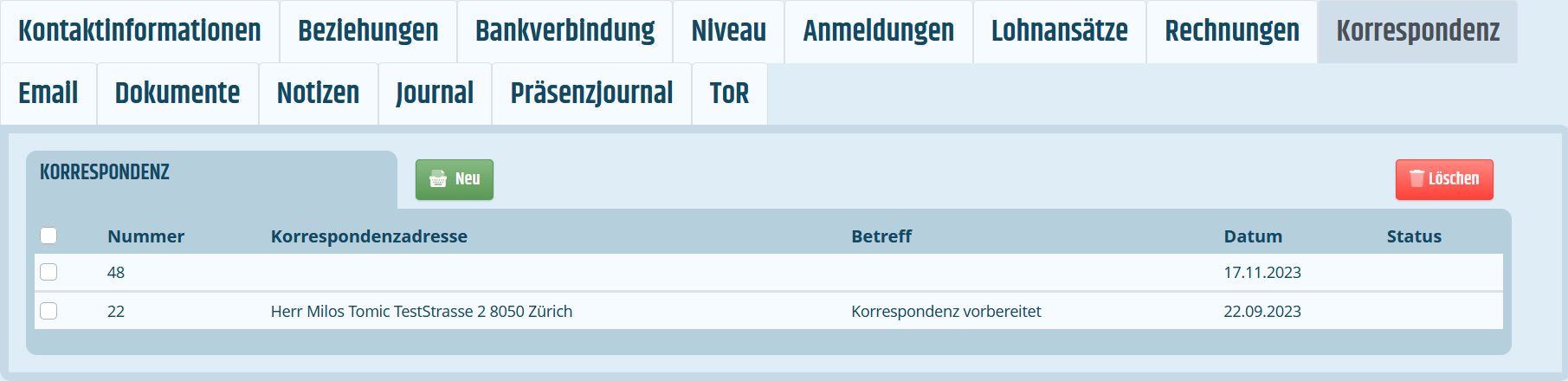 Reiter für Korrespondenz