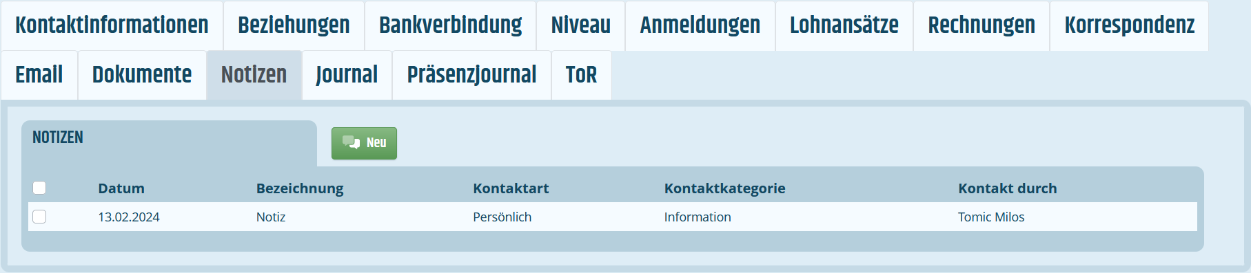 Reiter für Notizen