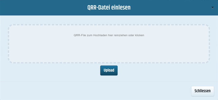 Modal QRR-Datei einlesen Modal für den Upload einer QRR-Datei