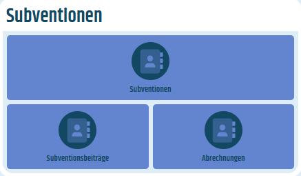 Kachel für das Modul Subventionen auf dem Dashboard