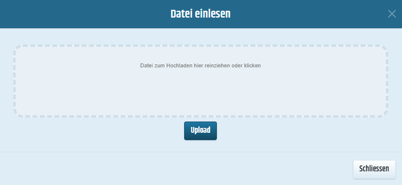 Modal Datei einlesen Modal um Dateien hochzuladen
