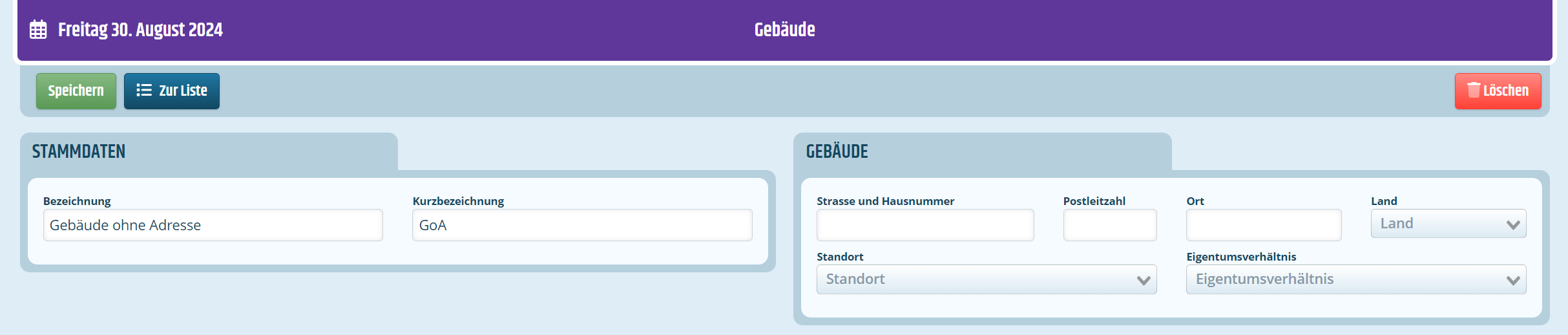 Maskenansicht eines Gebäudes