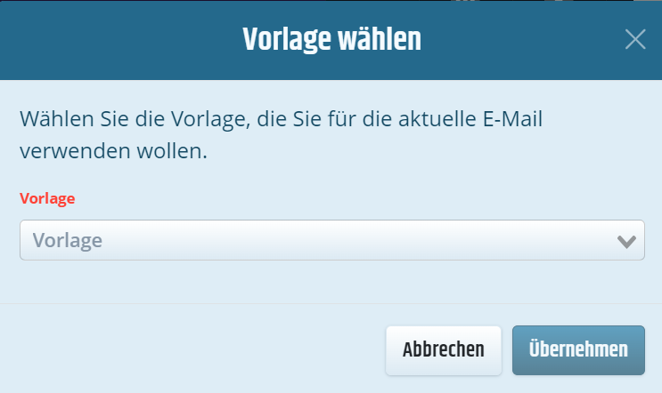 Modal um eine Vorlage zu wählen