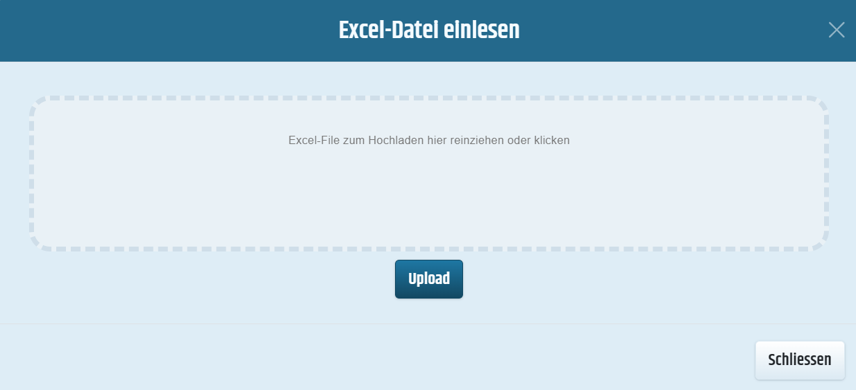 Modal um eine Excel-Datei einzulesen